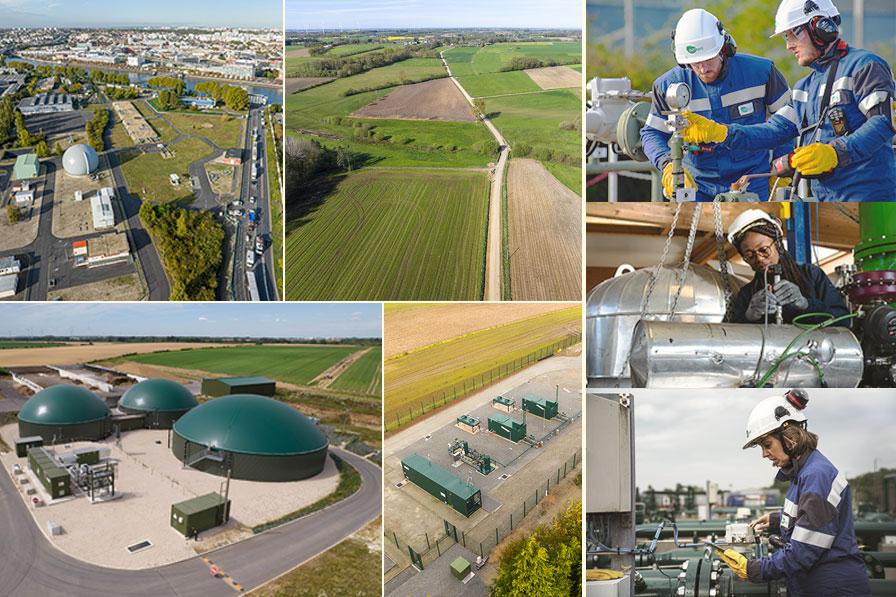 Photos GRTgaz : station interconnexion Alfortville, poste biométhane Mézières-sur-Oise, unité de rebours